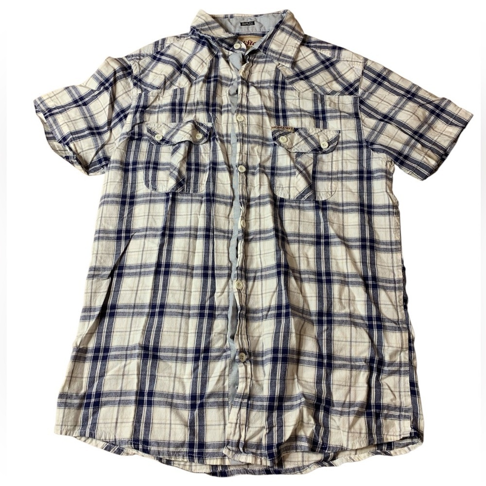 Soul Star Americana Slim Fit Plaid Western Shirt - Size M